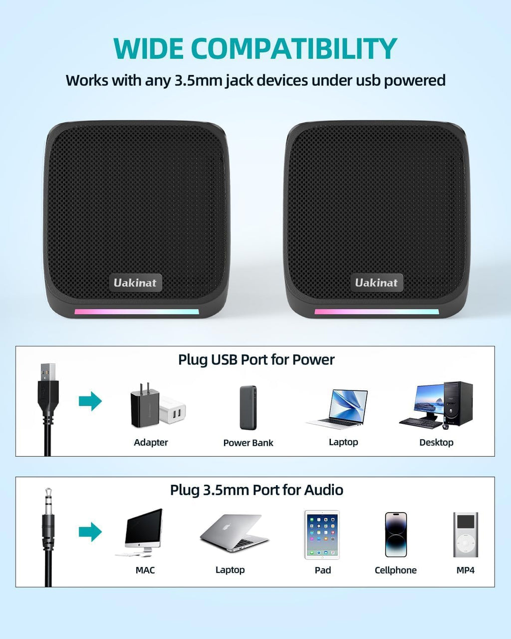 Computer Speakers for Desktop Pc,Desktop Speakers,Small Computer Speakers USB Powered 3.5Mm Aux Speaker