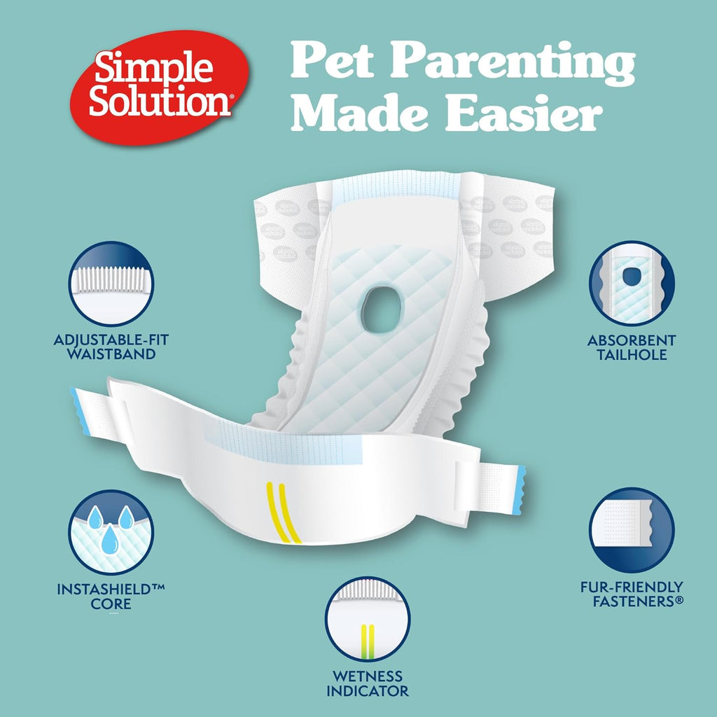 Disposable Female Dog Diapers, Absorbent Leak Proof Protection for Incontinence, Puppy Training, Heat Cycle, Travel, and Housebreaking, Large/Xl Dogs, 18–27 Inch Waist, 12 Count