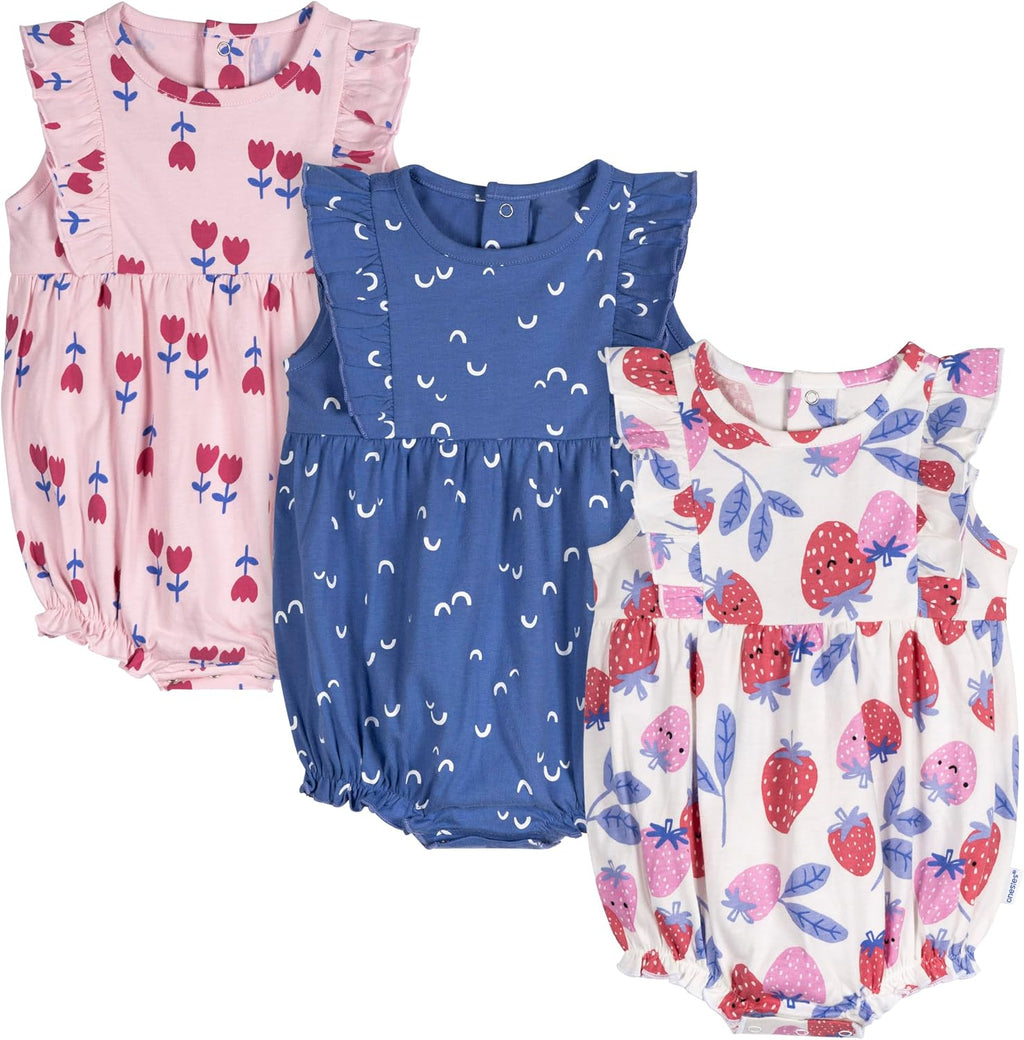 Baby Girls' 3-Pack Romper