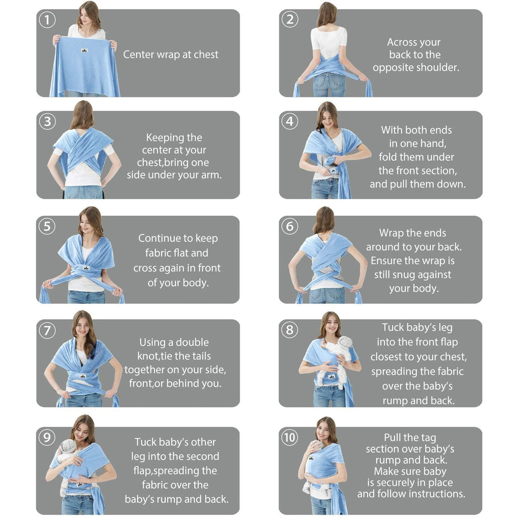 Baby Wraps Carrier,  Baby Carrier,Hands Free Infant Carrier, Lightweight,Breathable,Softness,Baby Blue
