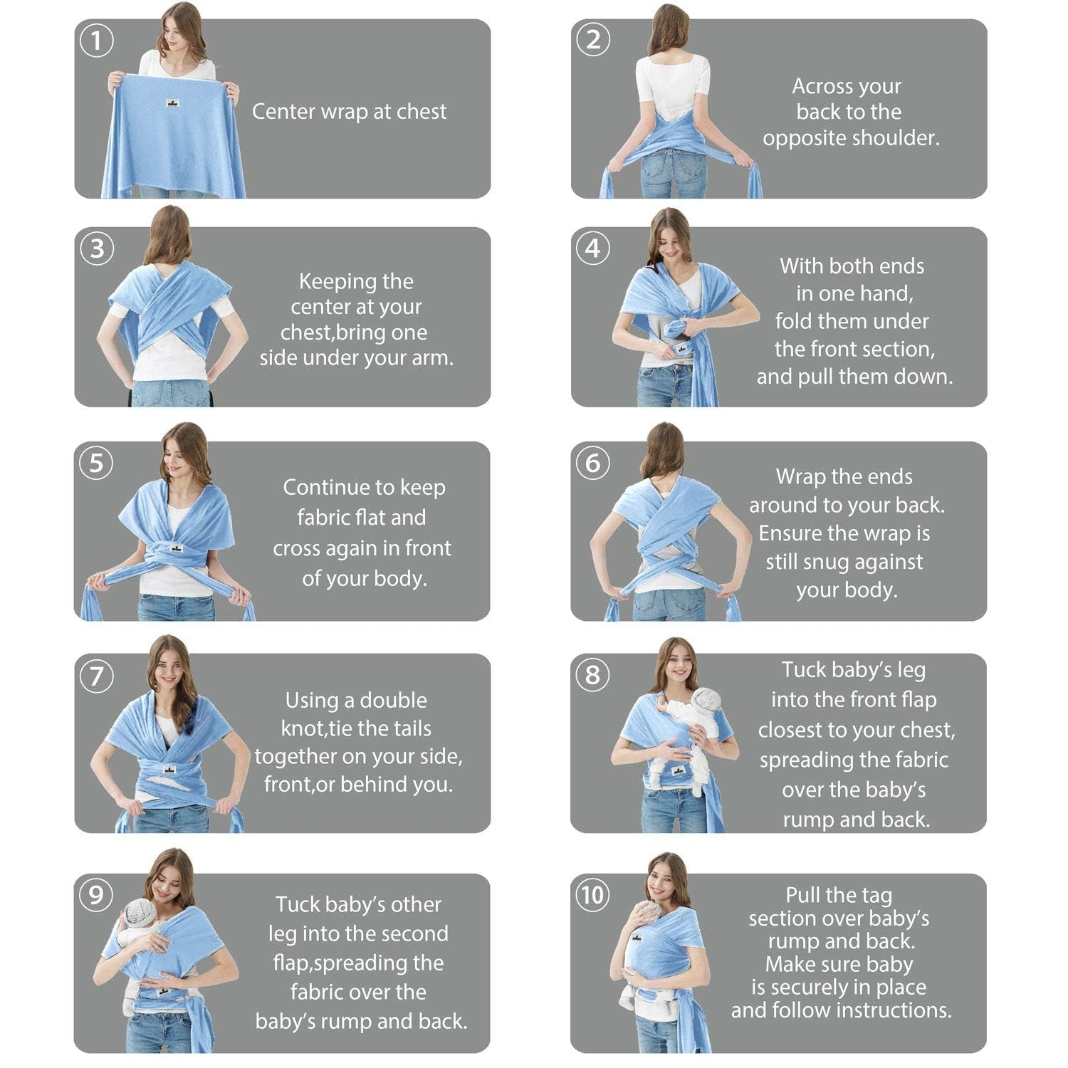 Baby Wraps Carrier,  Baby Carrier,Hands Free Infant Carrier, Lightweight,Breathable,Softness,Baby Blue