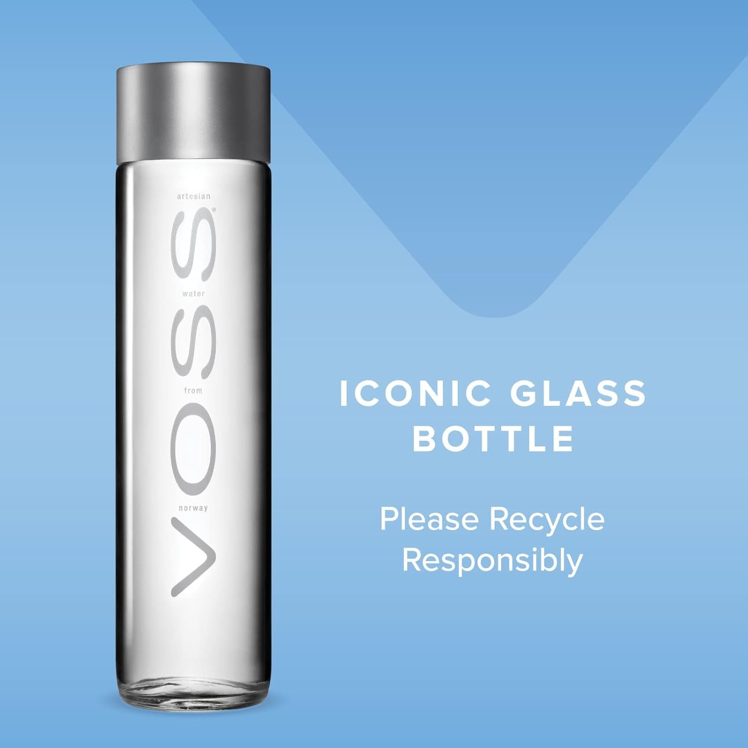 Voss Artesian Still Water from Norway Naturally Pure for a Crisp, Refreshing Taste 375Ml GLASS Bottled Water 12.7 Fl Oz (Pack of 9)