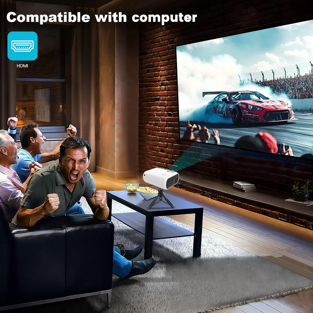 Mini Projector with Bult-In Speaker, 150ANSI Support 1080P, Auto Keystone Correction, 26"-120" Projection Screen, Portable Video Projector, Compatible with Laptop, HDMI, USB, AV