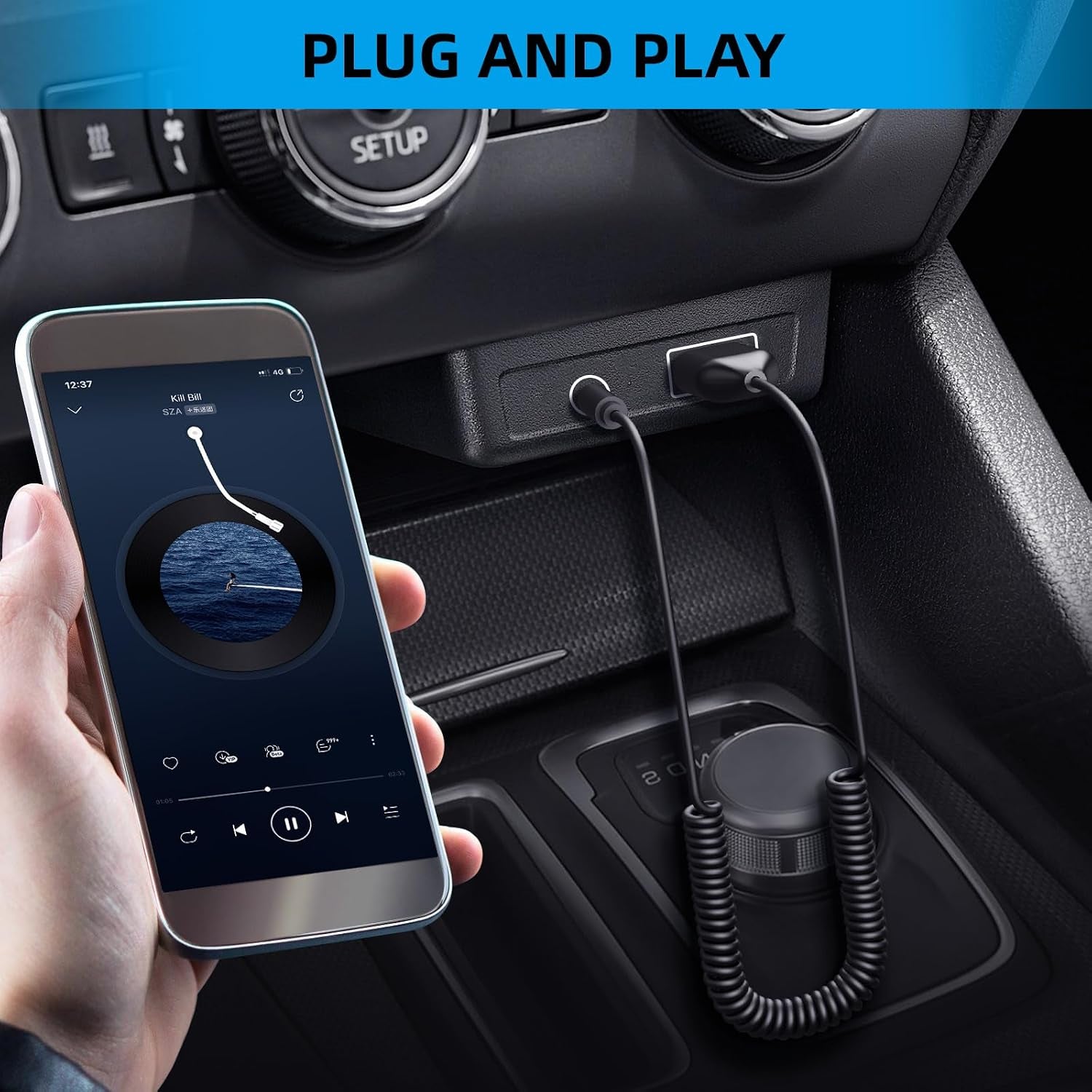 Bluetooth Aux Adapter for Car, USB Bluetooth 5.2 Receiver, 3.5Mm Bluetooth Adapter with Microphone for Music Streaming and Hands-Free Calling for Car Stereo and Home Speakers