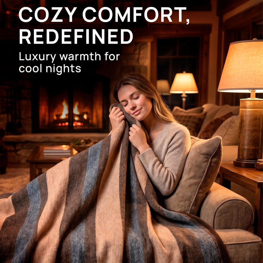 Alpaca & Merino Sheep Wool Blanket Twin Size, 100% Wool Bed Blanket, Heavyweight Warm Winter Blanket for Extreme Cold, Woven in Peru, Earth Tones