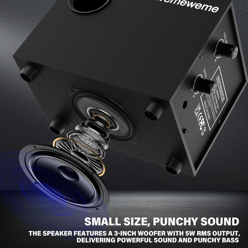 Computer Speakers, PC Speakers with Subwoofer, 2.1 Gaming Speakers for Desktop PC, USB Powered Wired 3.5Mm Aux for Monitor, Laptop, Desk