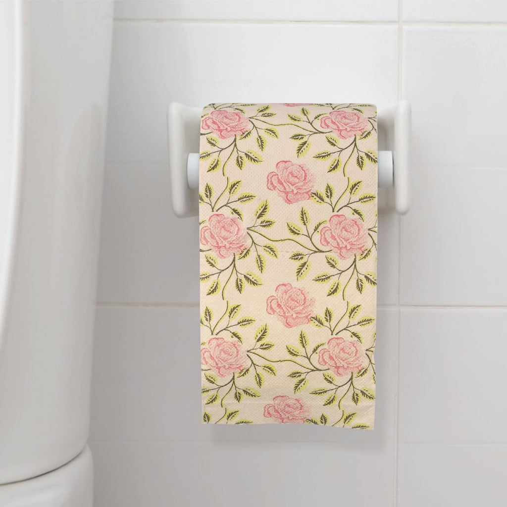 2 Rolls Floral Toilet Paper - Rose Flower Print Toilet Tissues Decorative Bathroom Tissue Hand Towel Napkins for Wedding Birthday Christmas Tea Party Favors Dinner Bridal Shower Baby Shower