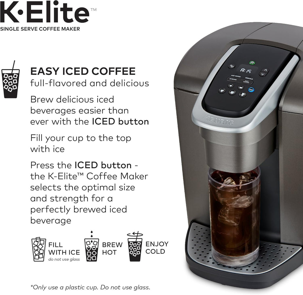 K-Elite Single-Serve K-Cup Pod Coffee Maker, Brushed Slate, 12 Oz. Brew Size 3-Month Brewer Maintenance Kit