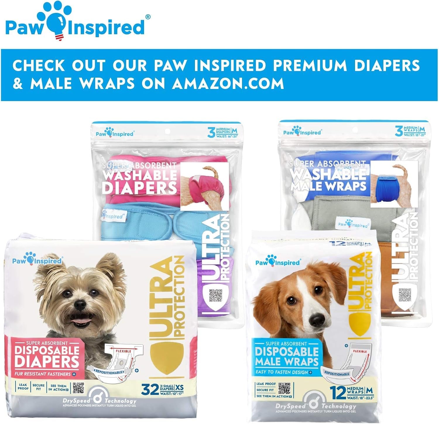Dog Diaper Suspenders with Velcro Fasteners | Stretchy Adjustable Suspenders for Female and Male Disposable and Washable Diapers | Fits Small, Medium and Large Size Pets (S/M, Black)