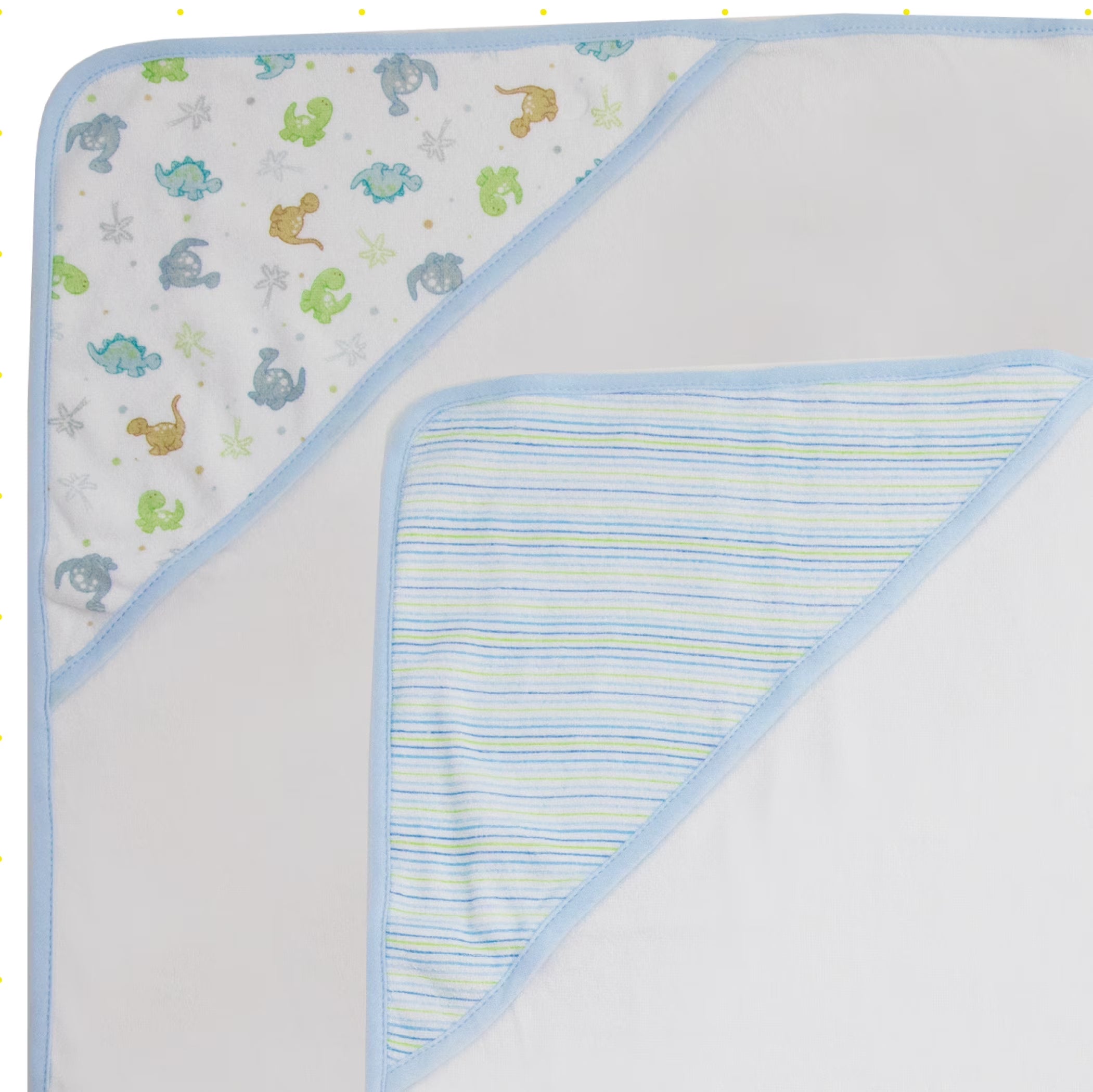 Baby Hooded Towel Set for Newborn Boys and Girls, Soft Terry Bath Set, Pack of 3, Blue Dinosaur