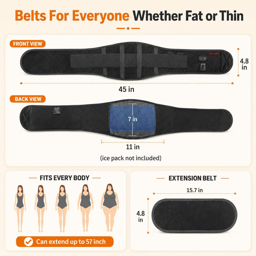 Heated Waist Belt, Cordless Heating Pad for Low Back Electrical Heating Rechargeable Battery Powered