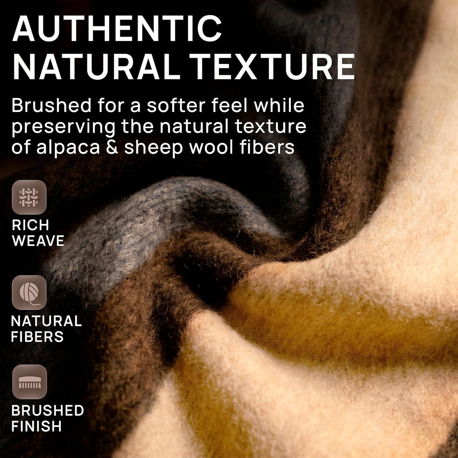 Alpaca & Merino Sheep Wool Blanket Twin Size, 100% Wool Bed Blanket, Heavyweight Warm Winter Blanket for Extreme Cold, Woven in Peru, Earth Tones