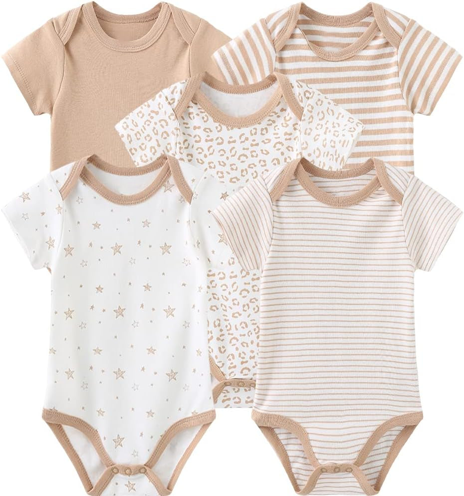 Baby Bodysuit Newborn Short Sleeve Baby One-Piece Cotton 5-Pack Baby Clothes