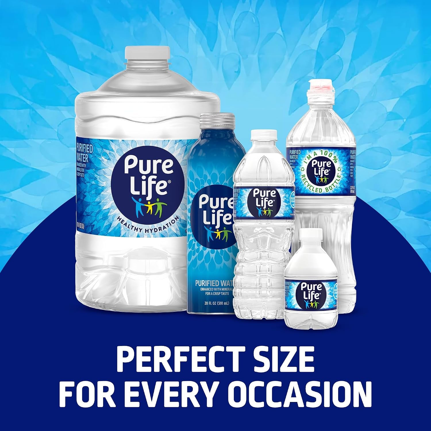 Purified Bottled Water, 18-Pack - Still Bottled Drinking Water Enhanced with Minerals for a Crisp Taste, Aluminum Bottles - 20 Fl Oz