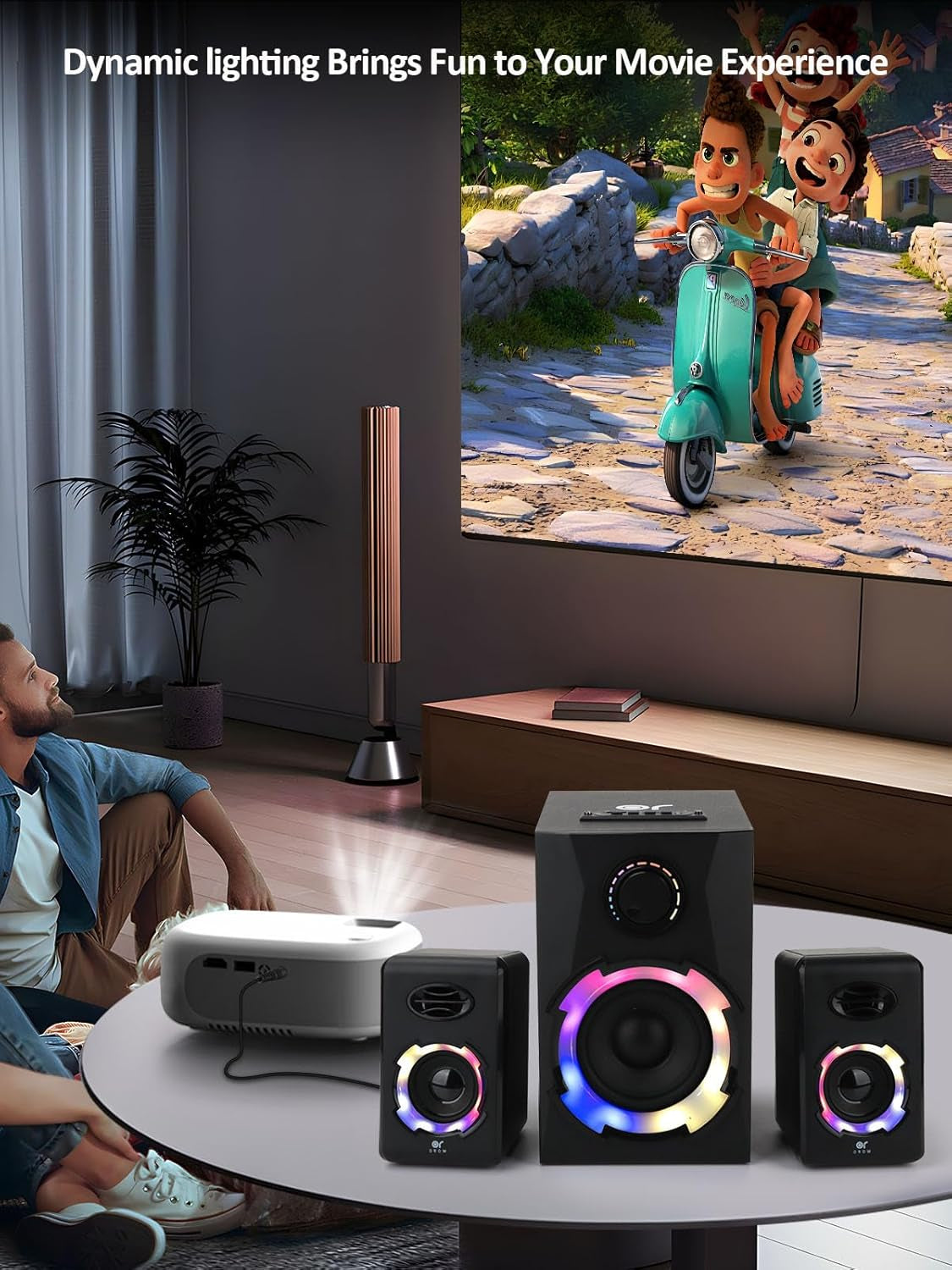 OROW Computer Speakers,40W PC Speakers with Subwoofer,Gaming Speakers with Bass,Ac Powered,Support Bluetooth&Sd&Usb Play, 2.1 Multimedia Speakers System with RGB Light (Black)