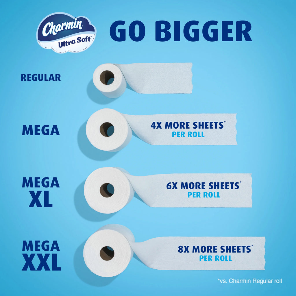 Ultra Soft Toilet Paper 12 Mega XL Rolls, 336 Sheets per Roll