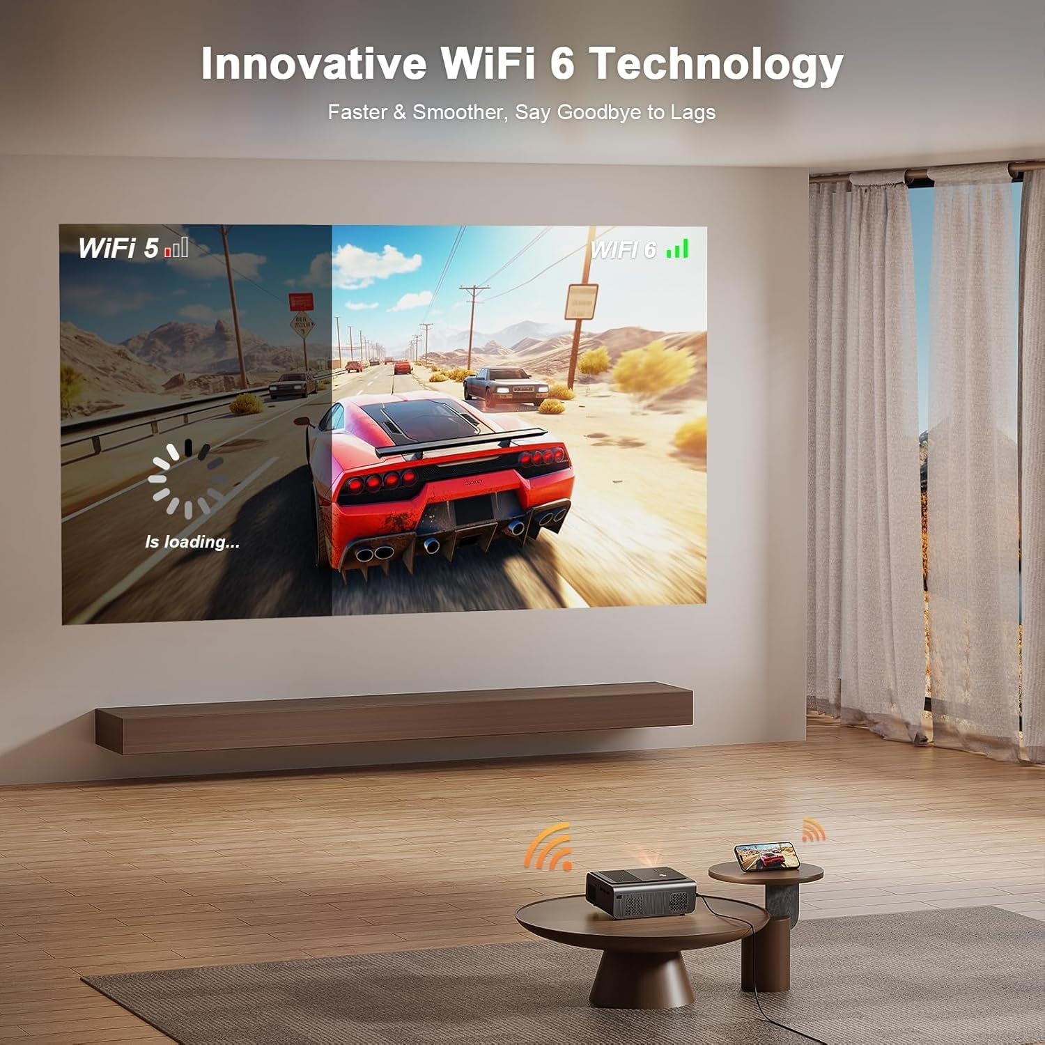 [Now with Netflix & 3000 ANSI] 4K Projector with Wifi and Bluetooth,Tof Real-Time Auto Focus Smart Projector, Upgrade for  Overhead Projectors Theater Proyector with Omni-Adjustable Stand(Black)