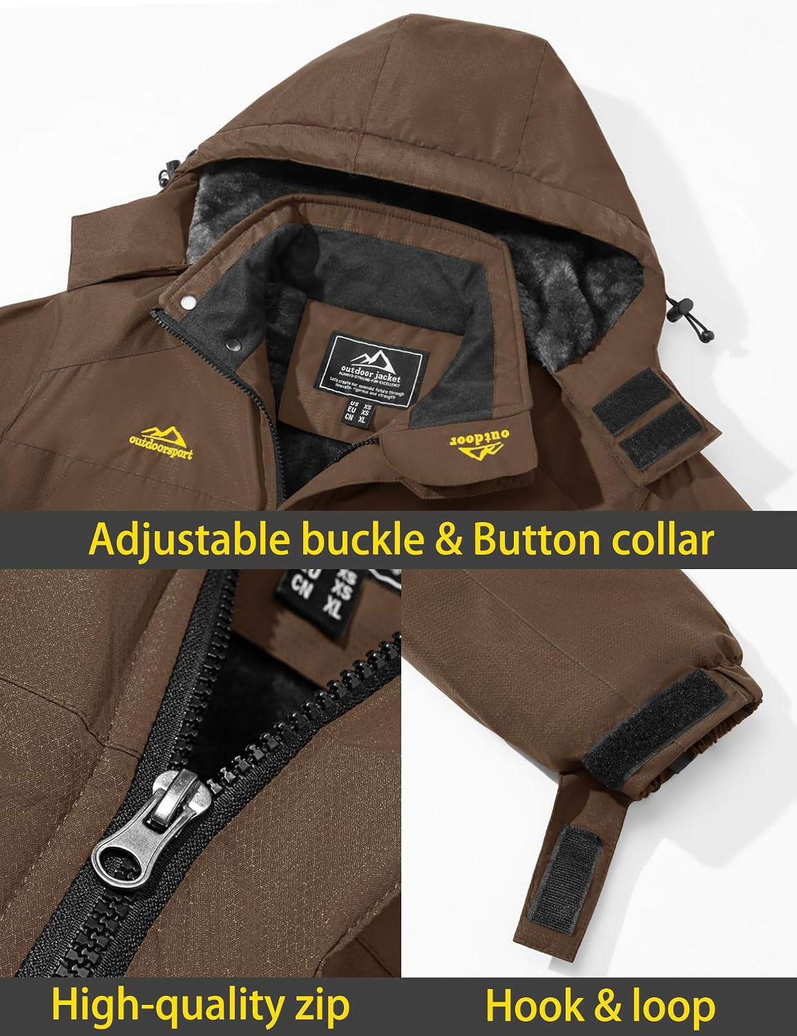 Men'S Winter Ski Jacket Waterproof Snow Coats Snowboard Fleece Lining Jacket Warm Parka with Hooded