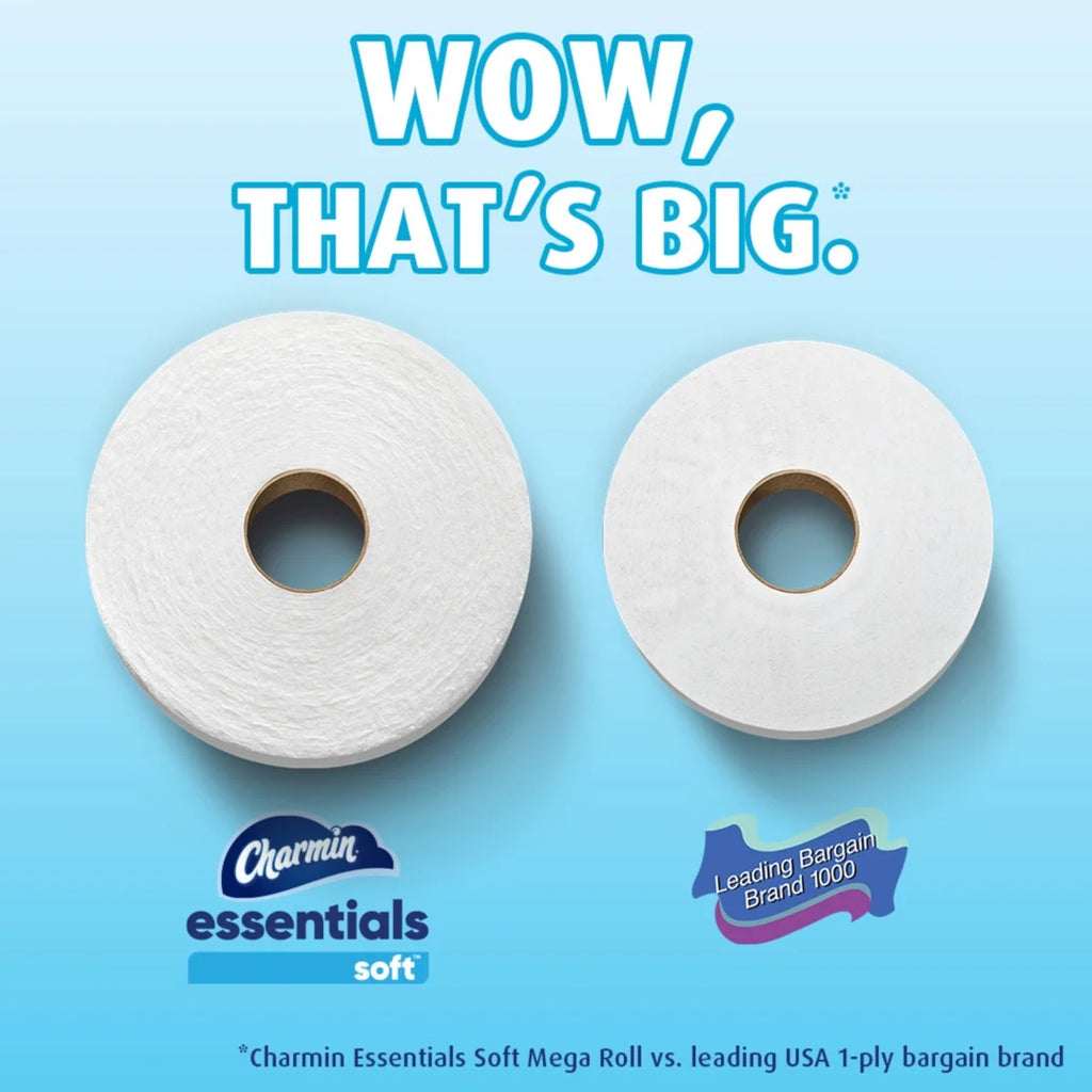 Essentials Soft Toilet Paper 12 Mega Rolls, 330 Sheets per Roll