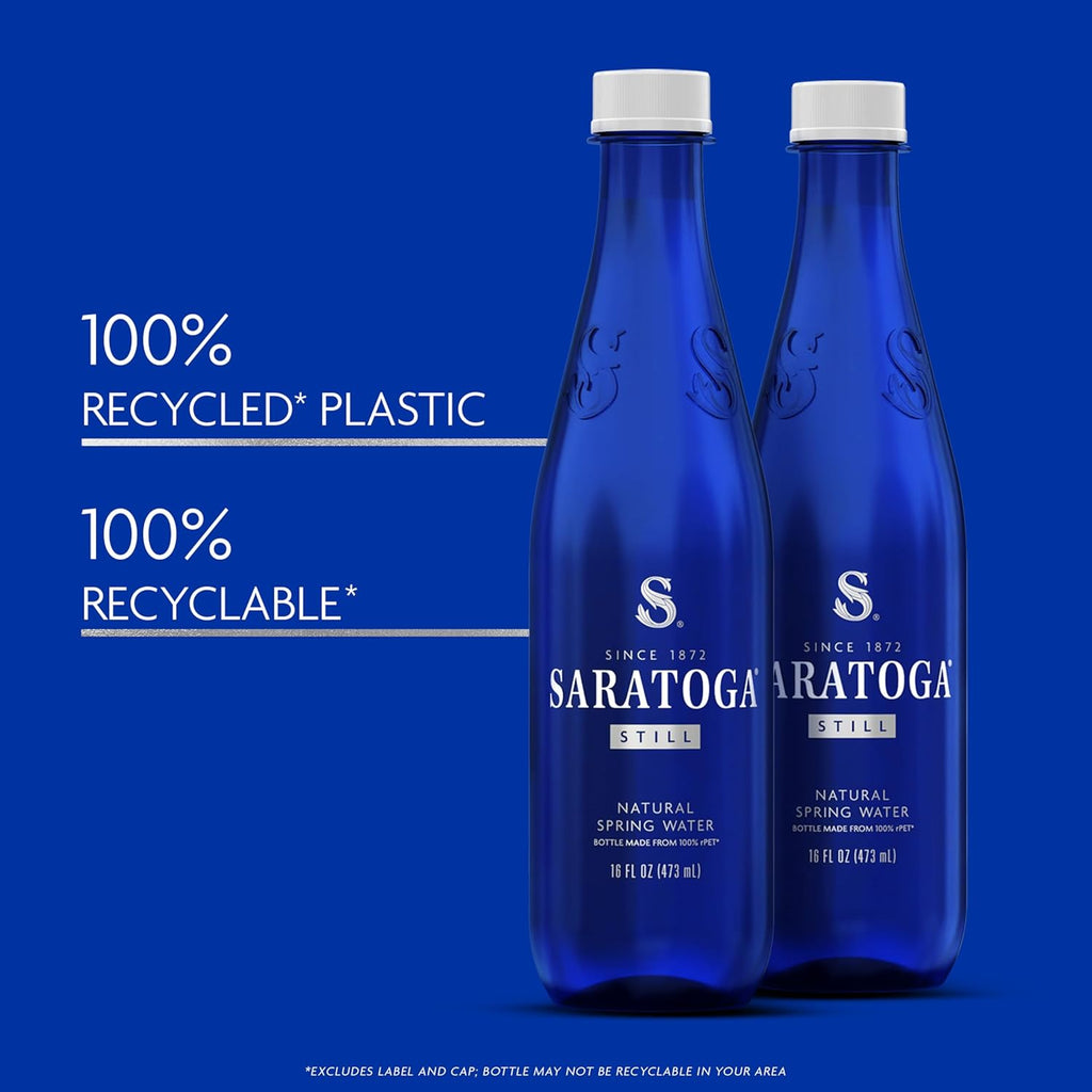 Spring Water Bottles, 18 Pack – Still Bottled Water – Recycled PET Plastic Bottles – 16 Fl Oz