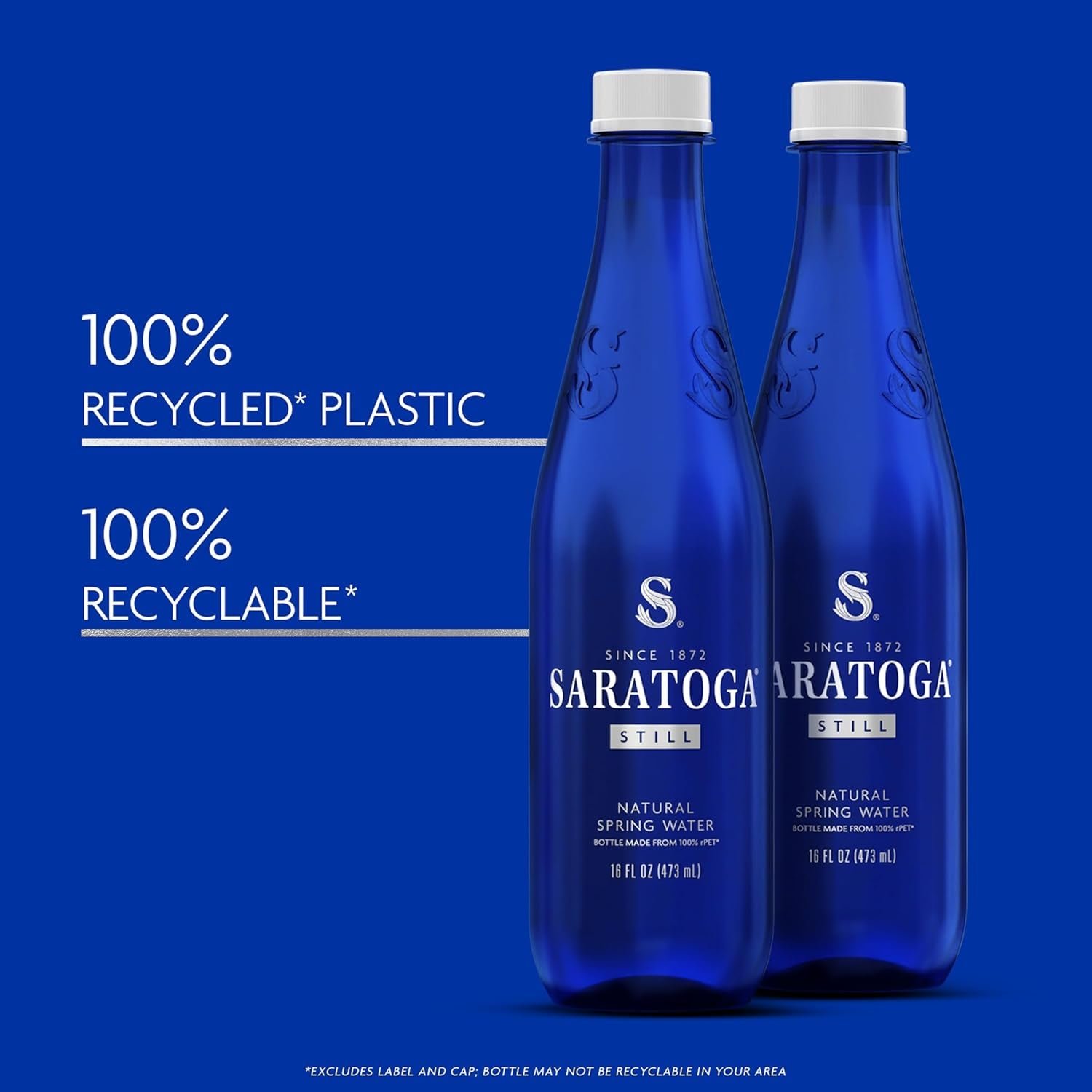 Spring Water Bottles, 18 Pack – Still Bottled Water – Recycled PET Plastic Bottles – 16 Fl Oz
