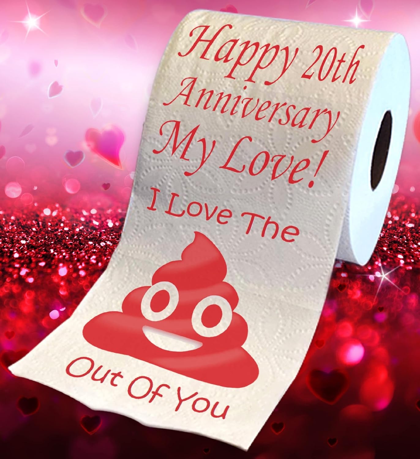 Printed TP Happy 20Th Anniversary My Love Toilet Paper Gift - Funny Gift for Husband, Wife, Boyfriend, Girlfriend, Cute Couples Joke Prank for Wedding Anniversary - 500 Sheets