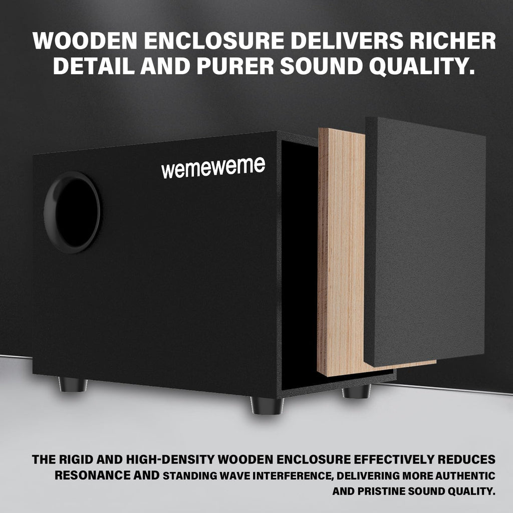 Computer Speakers, PC Speakers with Subwoofer, 2.1 Gaming Speakers for Desktop PC, USB Powered Wired 3.5Mm Aux for Monitor, Laptop, Desk