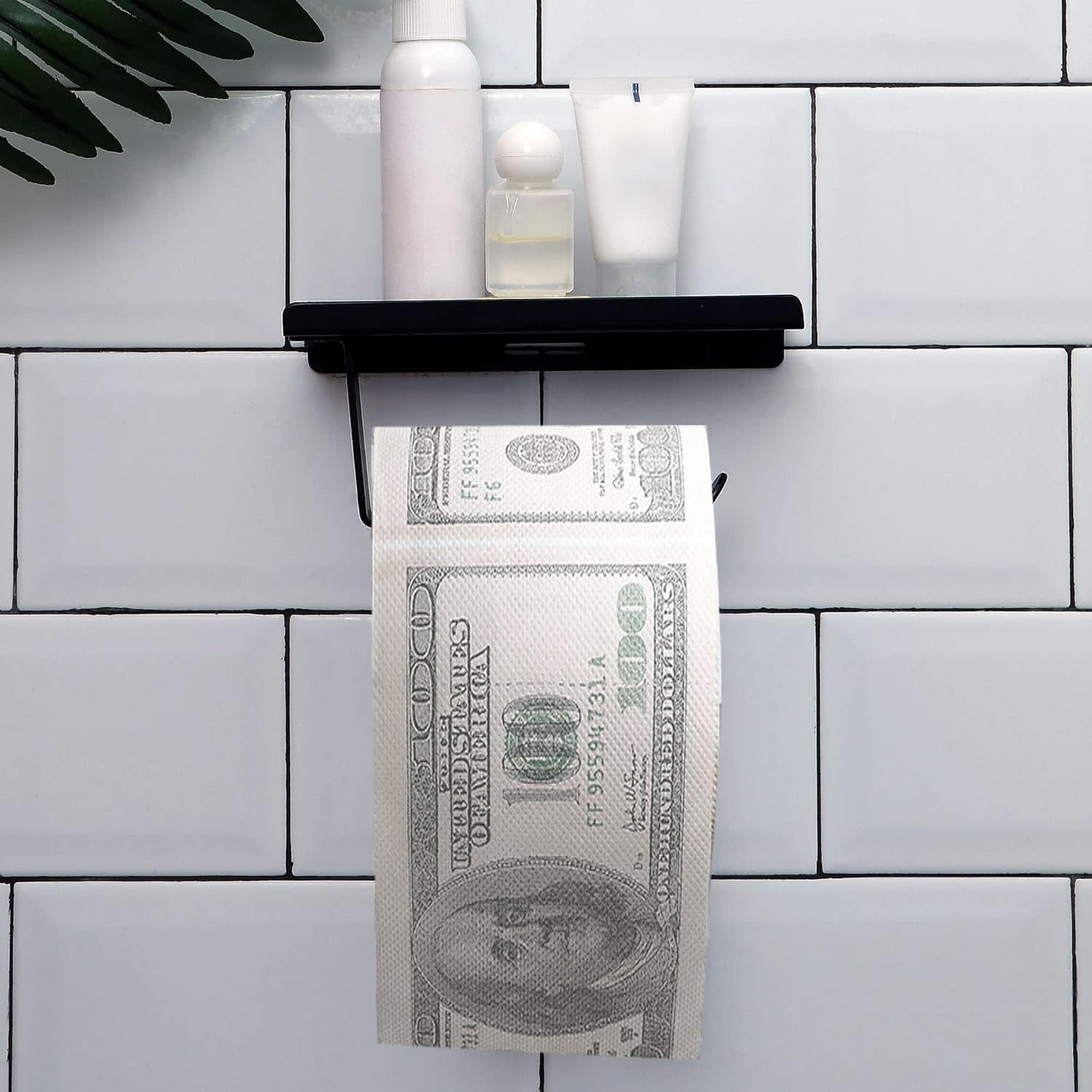 Money Toilet Paper 100 Dollar Bill Printed Gag Gift 2-Ply Funny Toilet Paper Roll, Money Printed Novelty Gift Idea, Pranks & Surprises Bathroom Decor