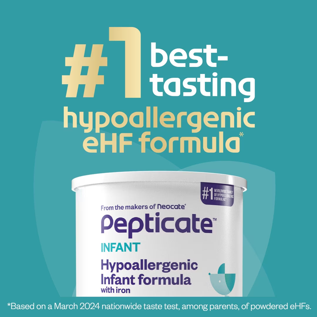 Pepticate Baby Formula, Hypoallergenic Powdered Infant Formula for Cow Milk Allergy, with Omega 3 DHA, ARA, Iron & Prebiotics, 13.2Oz