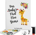 First 5 Years Baby Memory Book Journal Scrapbook 48 Pack Monthly Milestones Stickers & Clean-Touch Baby Safe Ink Pad