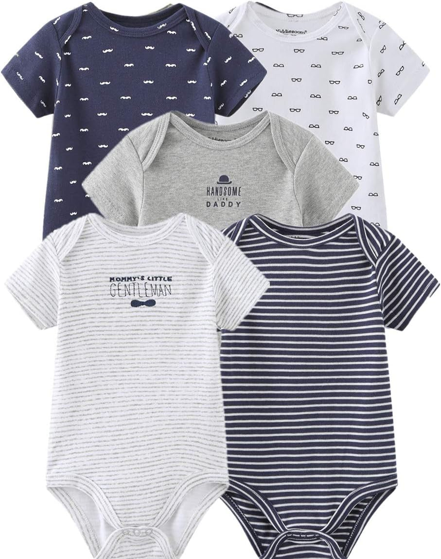 Baby Bodysuit Newborn Short Sleeve Baby One-Piece Cotton 5-Pack Baby Clothes