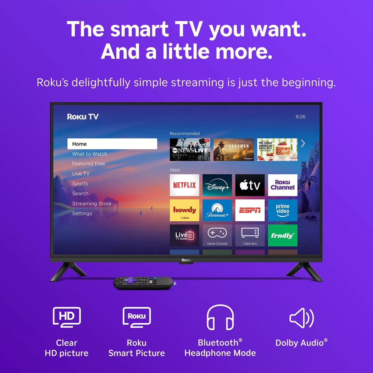 Roku 32" Select Series 720P HD Smart Roku TV with Roku TV Remote