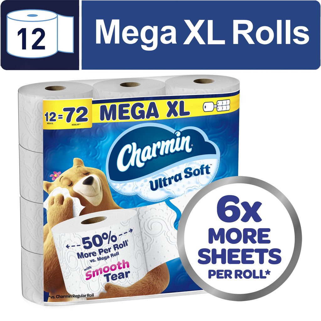 Ultra Soft Toilet Paper 12 Mega XL Rolls, 336 Sheets per Roll
