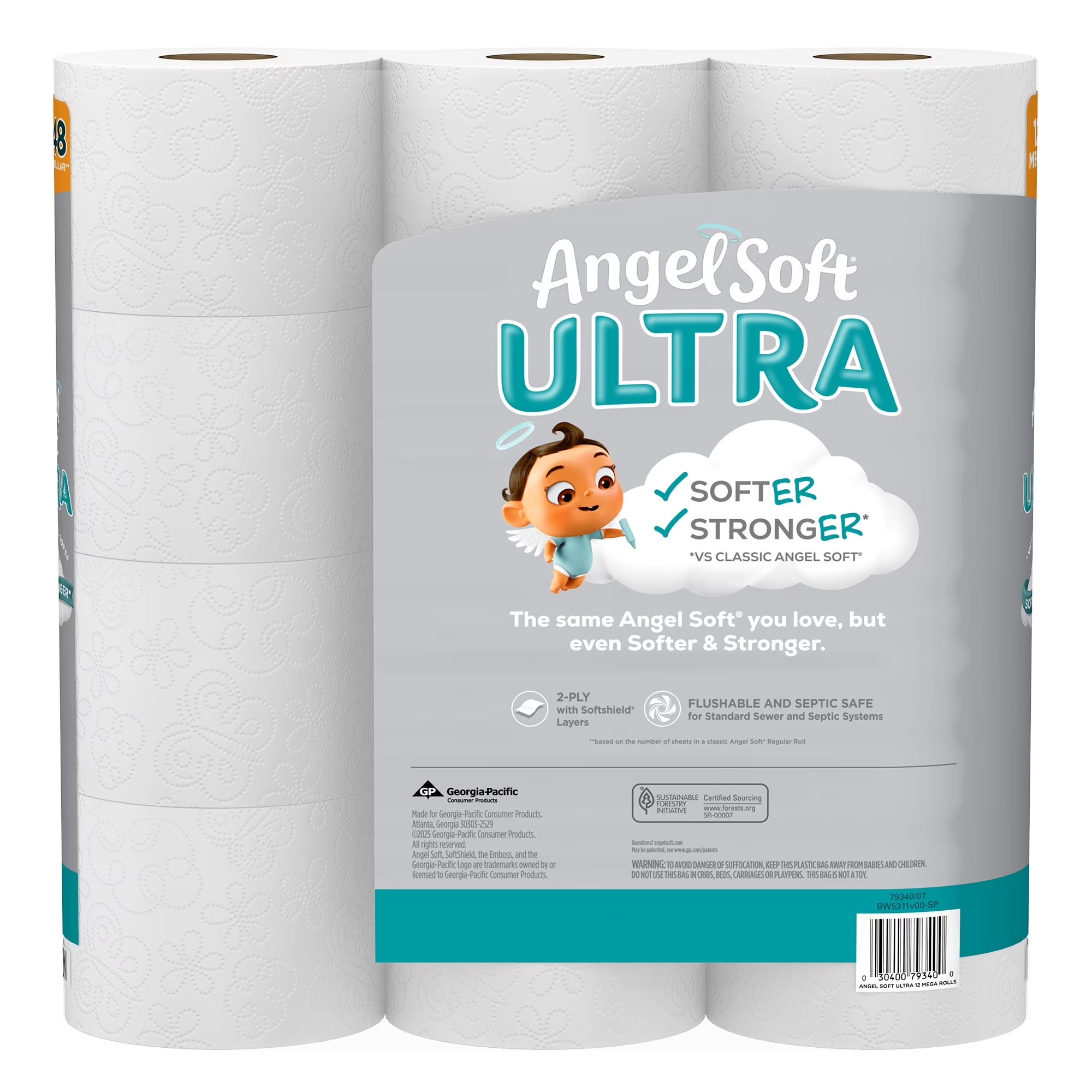 Ultra 2-Ply Toilet Paper, 12 Mega Rolls, 320 Sheets per Roll