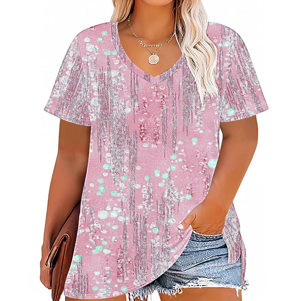 Plus Size Women'S Clothing Short Sleeve Casual Blouse Top under $10 in Size 4X Loose Fit