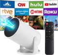 Mini Projector,Upgraded Smart 4K Projector with Wifi 6 and Bluetooth 5.4,Portable Projector with Android 14, Automatic Keystone Correction,180 Degree,130 Inch Display (White)