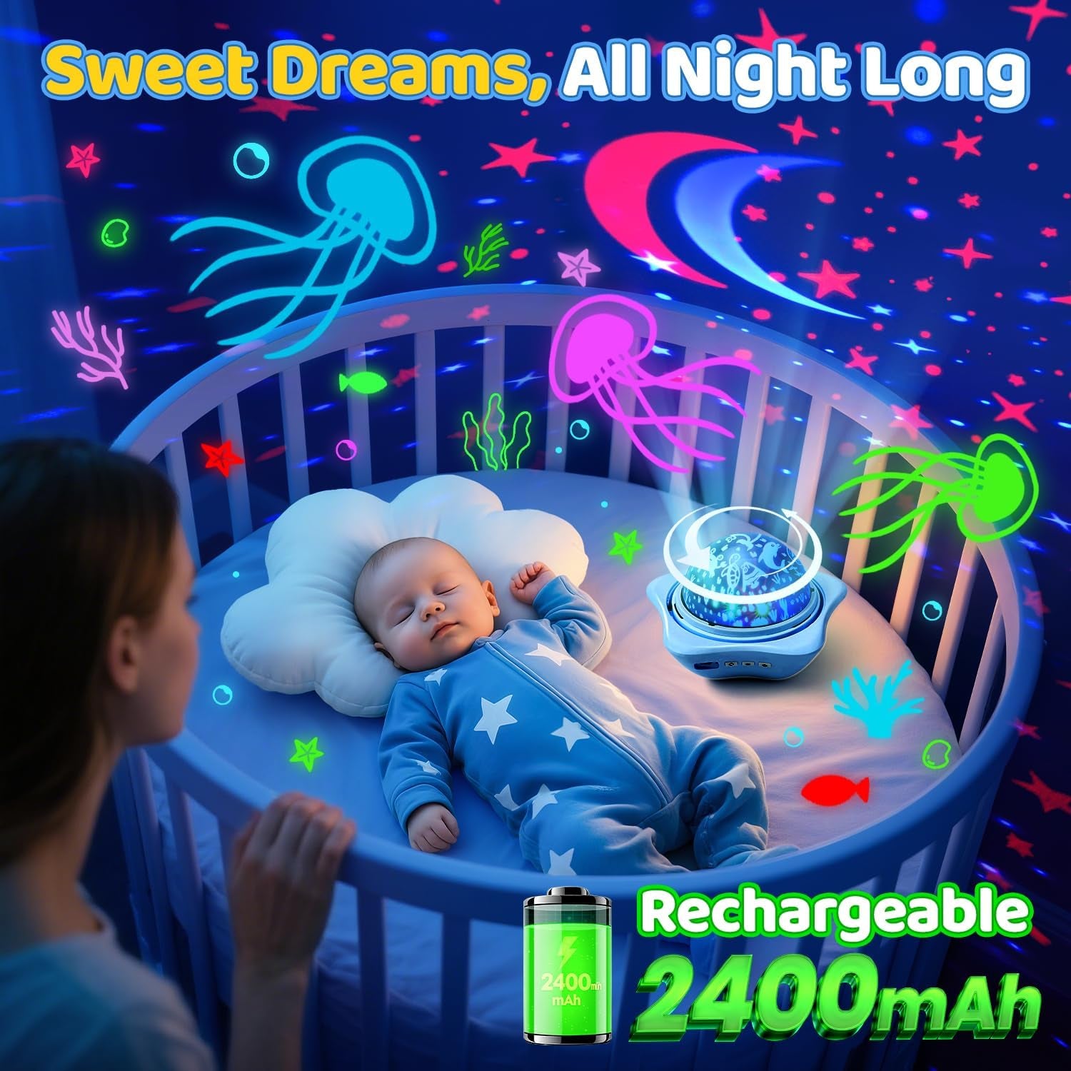 Night Light for Kids Toys,6 Films+78 Lighting Modes Star Projector,Rechargeable Night Light Projector,360°Rotion Star Lights for Bedroom Decor,Birthday Gifts for Kids Baby Sensory Toys Autism