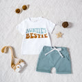RTKFRFLM Toddler Boy Summer Shorts Set 2 Piece Short Sleeve Cartoon Letter Prints T Shirt Tops Shorts Kids Set Clothes Set Outfits,Size 18-24 Months