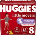 Huggies Size 8 Diapers, Little Movers Baby Diapers, Size 8 (46+ Lbs), 12 Ct, Packaging May Vary