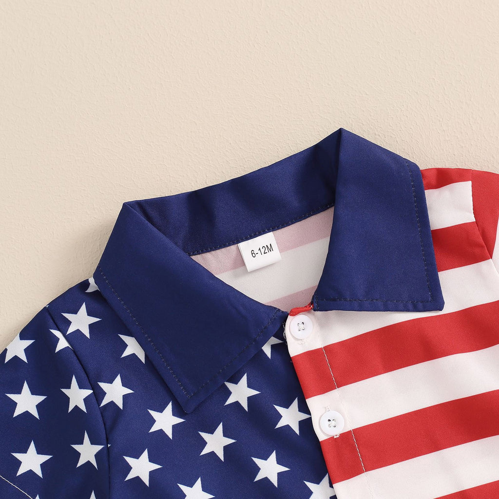 Newborn Baby Boy Clothes 4Th of July Baby Boy Outfit American Flag T-Shirt Top Striped Shorts Toddler Fourth of July Clothes 2 Piece Set Red,18-24 Months