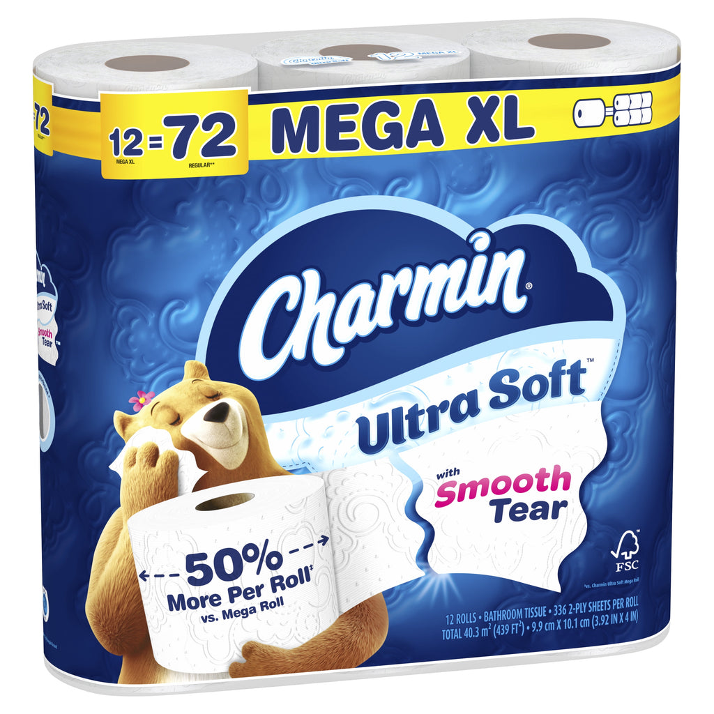 Ultra Soft Toilet Paper 12 Mega XL Rolls, 336 Sheets per Roll