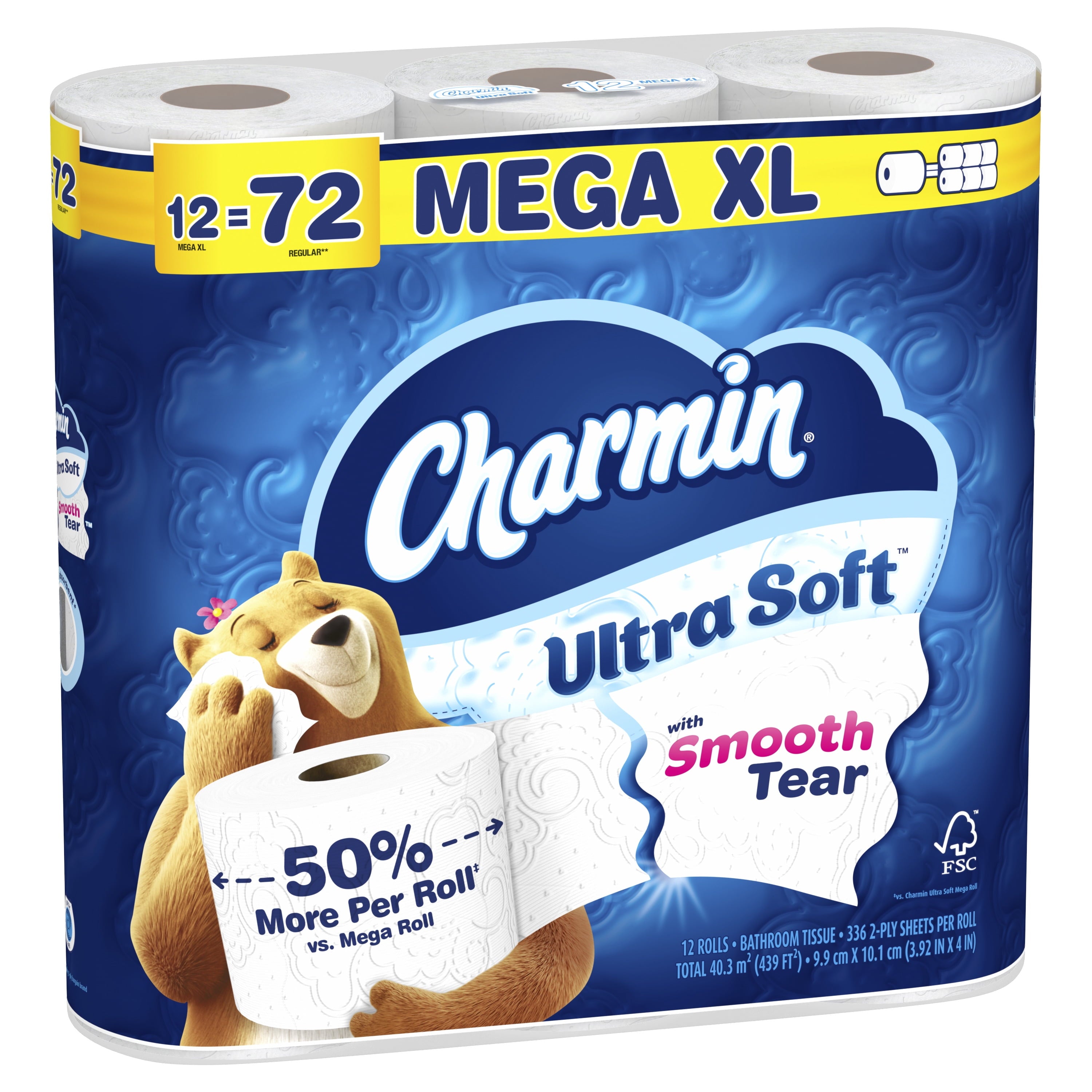 Ultra Soft Toilet Paper 12 Mega XL Rolls, 336 Sheets per Roll