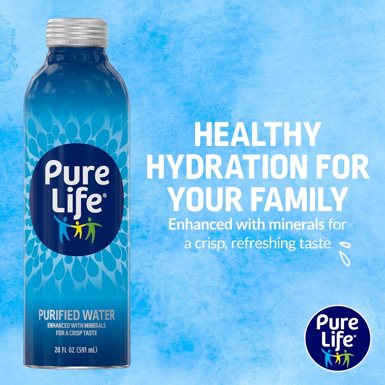 Purified Bottled Water, 18-Pack - Still Bottled Drinking Water Enhanced with Minerals for a Crisp Taste, Aluminum Bottles - 20 Fl Oz