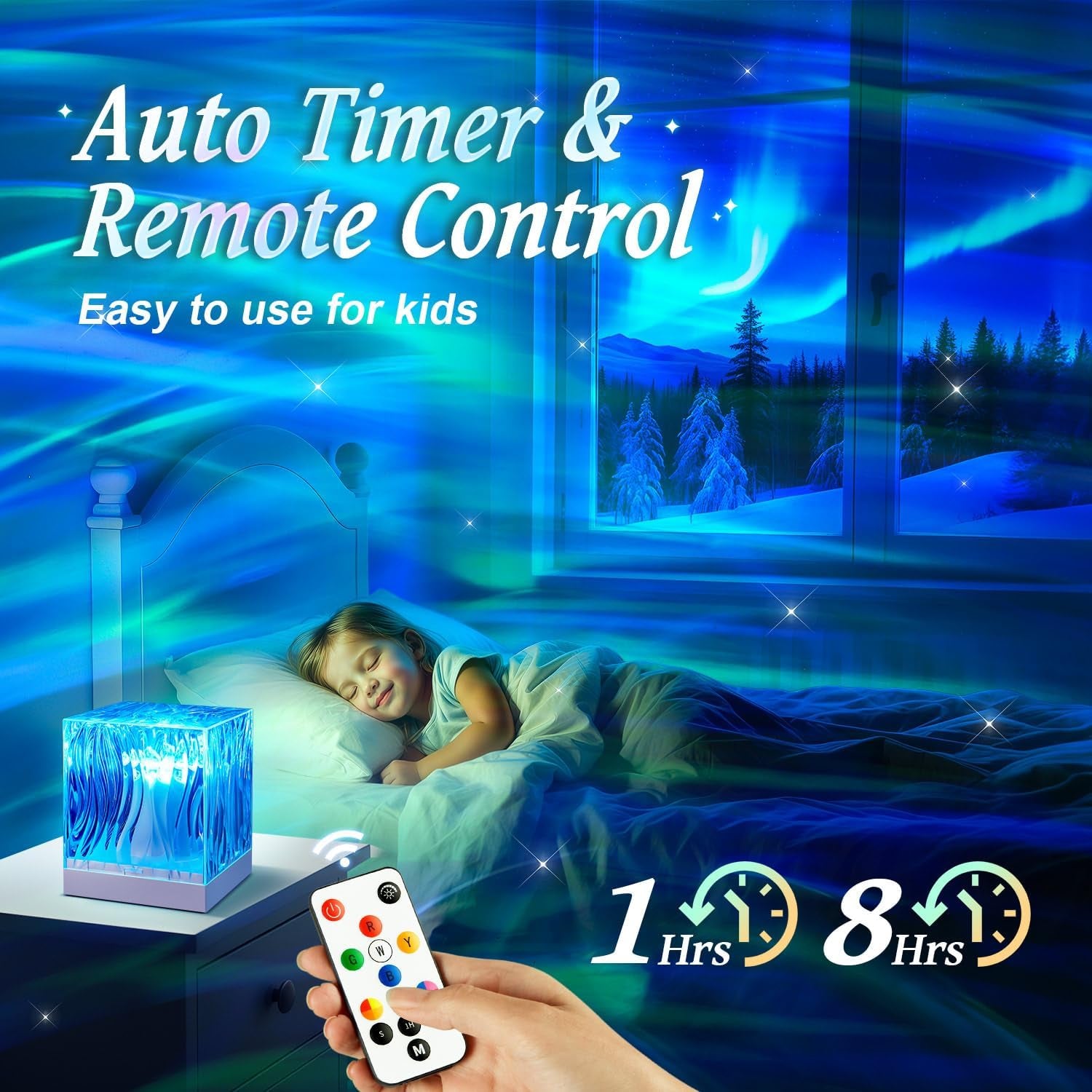 Northern Lights Projector White Noise Sound Machine for Sleep, 18-Color 15 White Noise Machine for Sleeping, Bluetooth Aurora Light Projector for Bedroom Aurora Projector,Shower Light Ambient Lighting