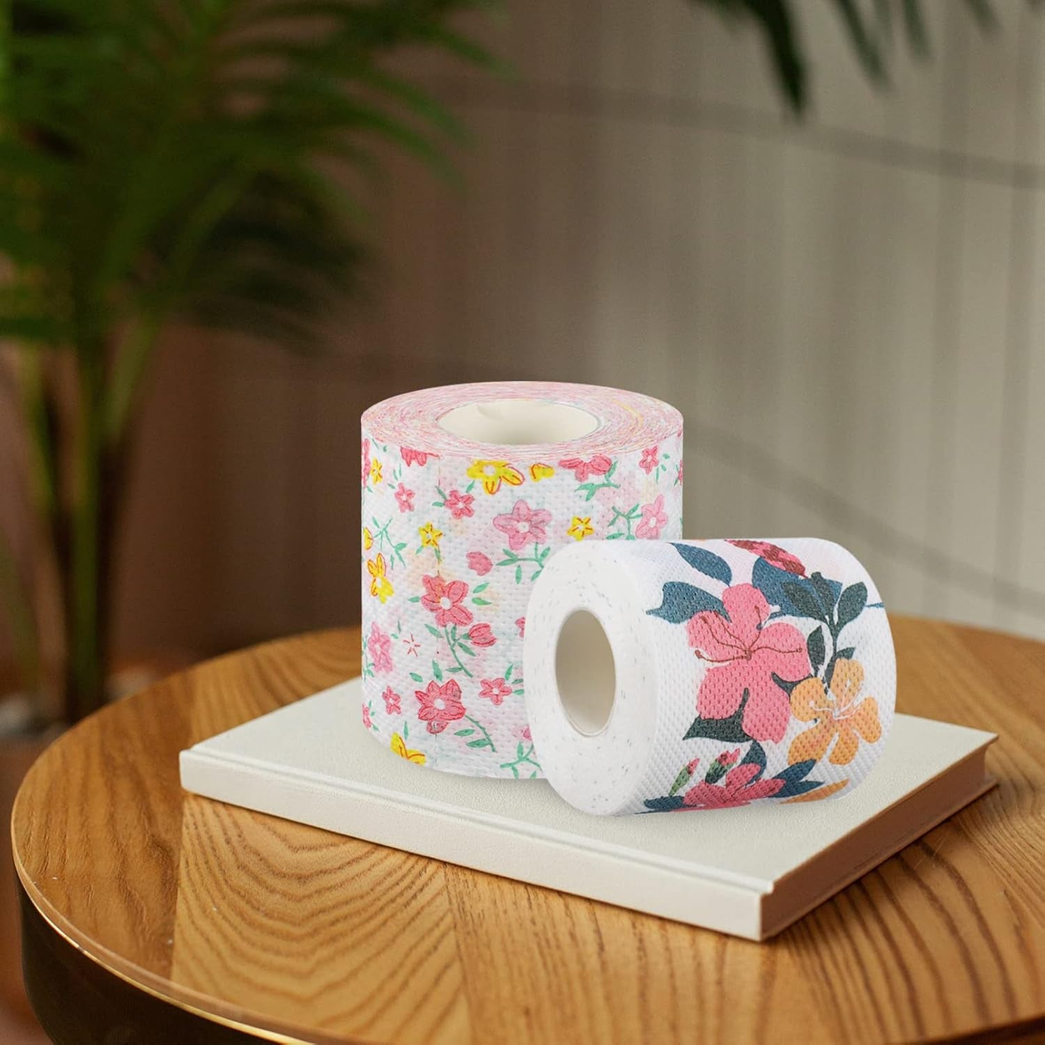 Floral Toilet Paper Novelty Bathroom Tissue Flower Pattern Toilet Tissues, Decorative Hand Towel Napkins for Home Office Travel, 2 Rolls