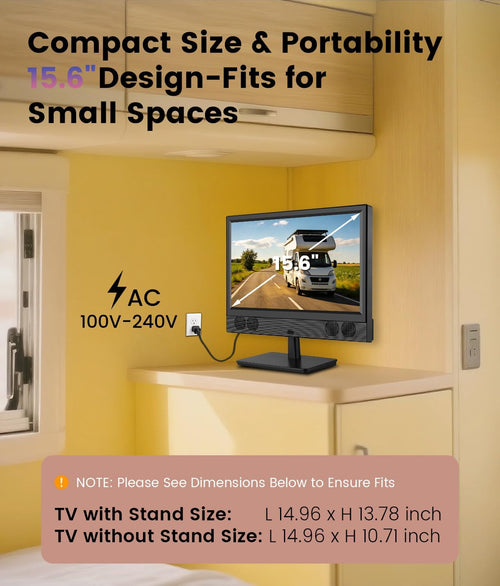 15.6 Inch Small Smart TV - Full HD 1080P Compact Flat Screen Smart Television with Wi/Fi, Bluetooth, Voice Remote for Kitchen, Bedroom, RV