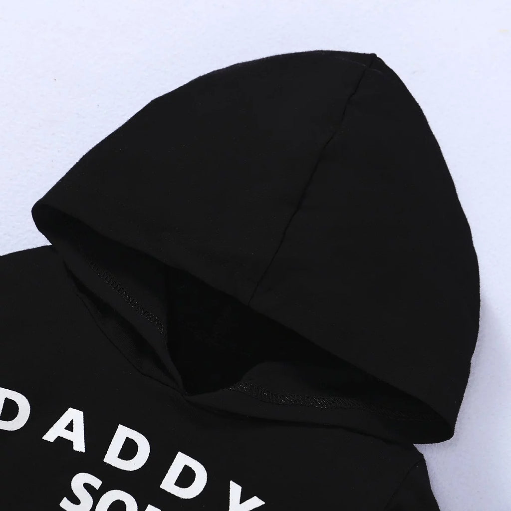 4T Baby Boy Clothes Baby Boy Outfits Hooded Long Sleeve Letter Print Tops Ripped Jeans Pants Set 5T Baby Boy Fall Clothes Black