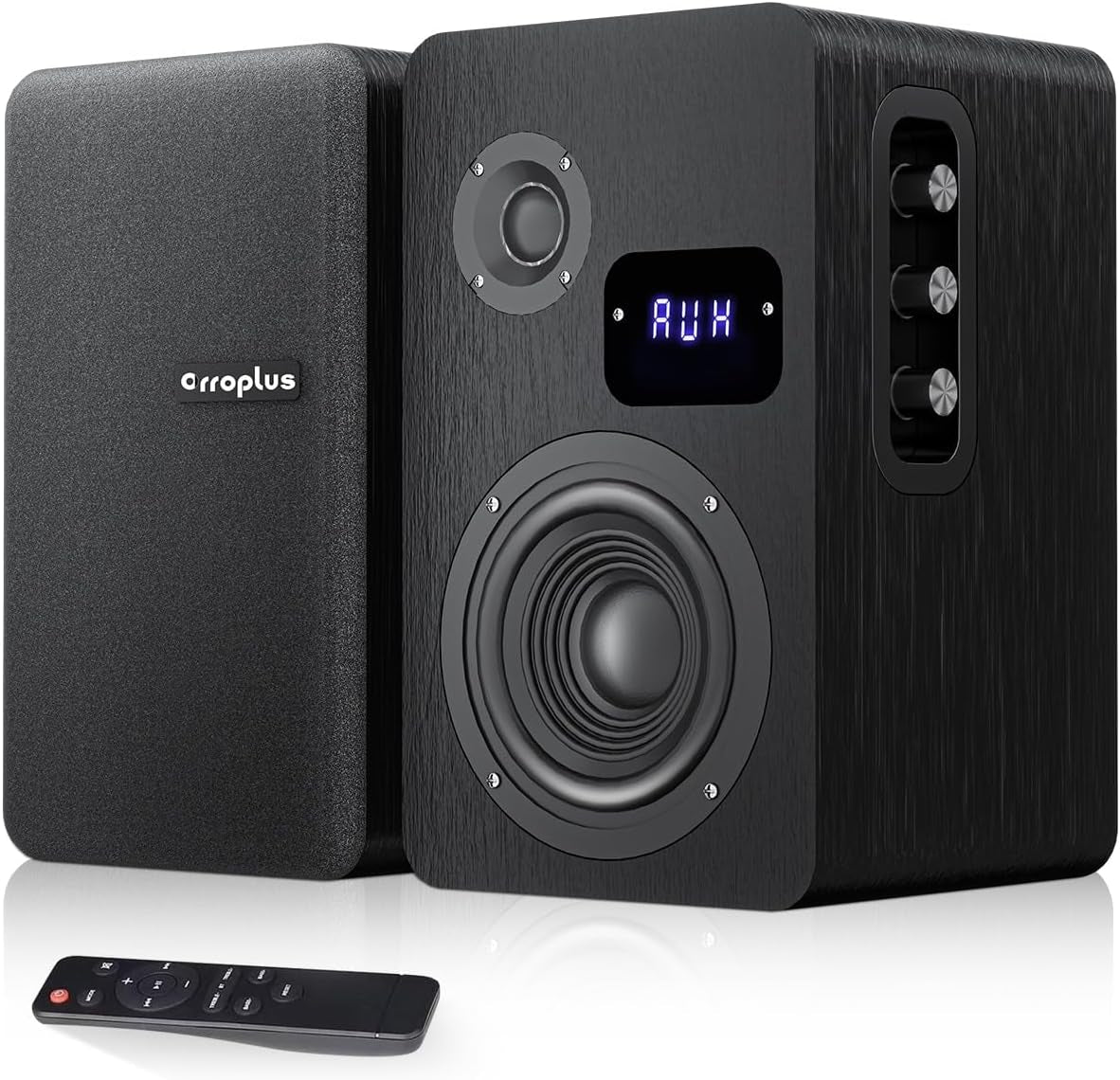 Active Bookshelf Speakers, 80W Powered Vinyl Record Player Speakers with 4 Inch Woofer, Turntable Speakers with Optical/Arc/Rca/Aux/Bt Input, Home Stereo Speakers Wired for TV Desktop PC
