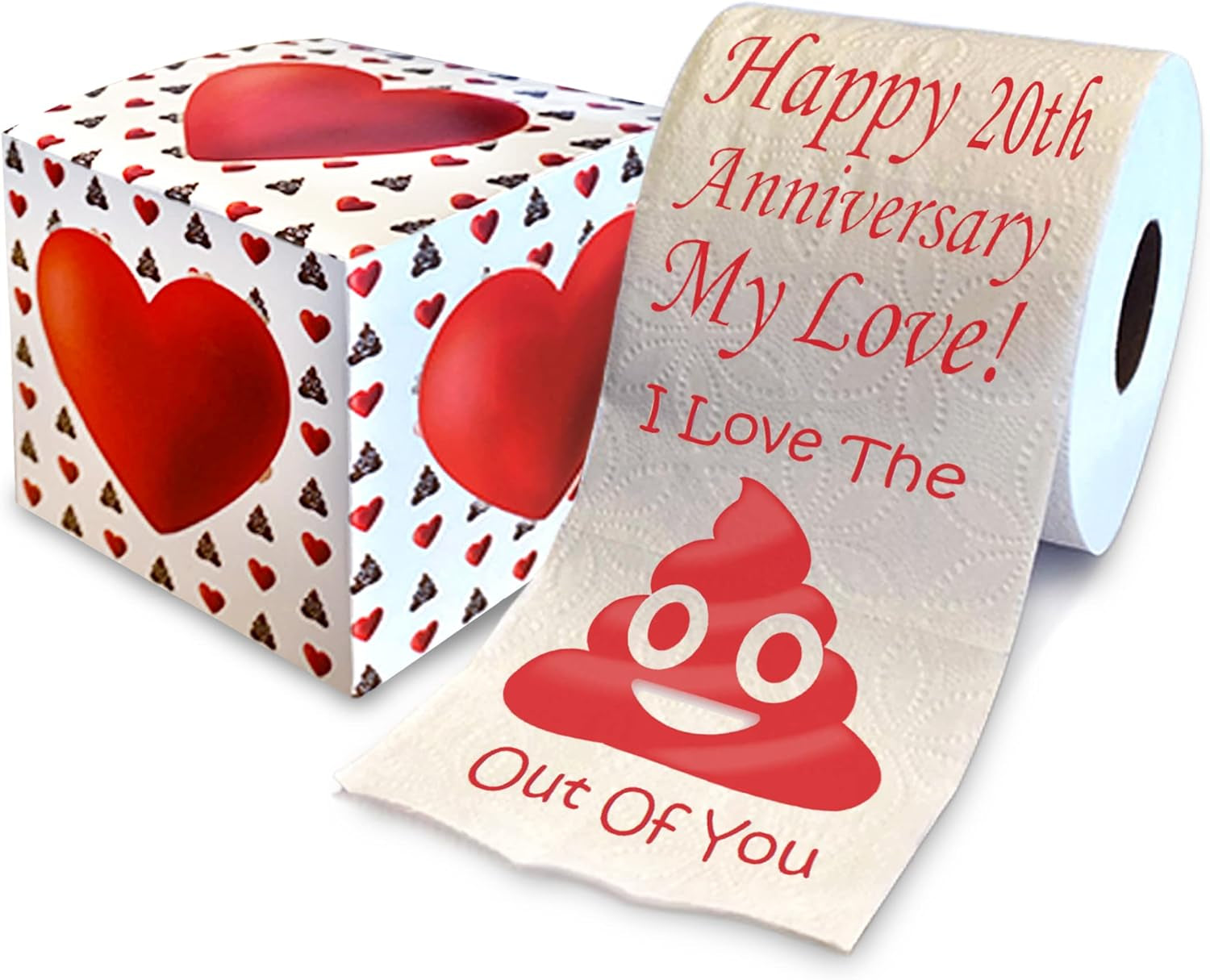 Printed TP Happy 20Th Anniversary My Love Toilet Paper Gift - Funny Gift for Husband, Wife, Boyfriend, Girlfriend, Cute Couples Joke Prank for Wedding Anniversary - 500 Sheets