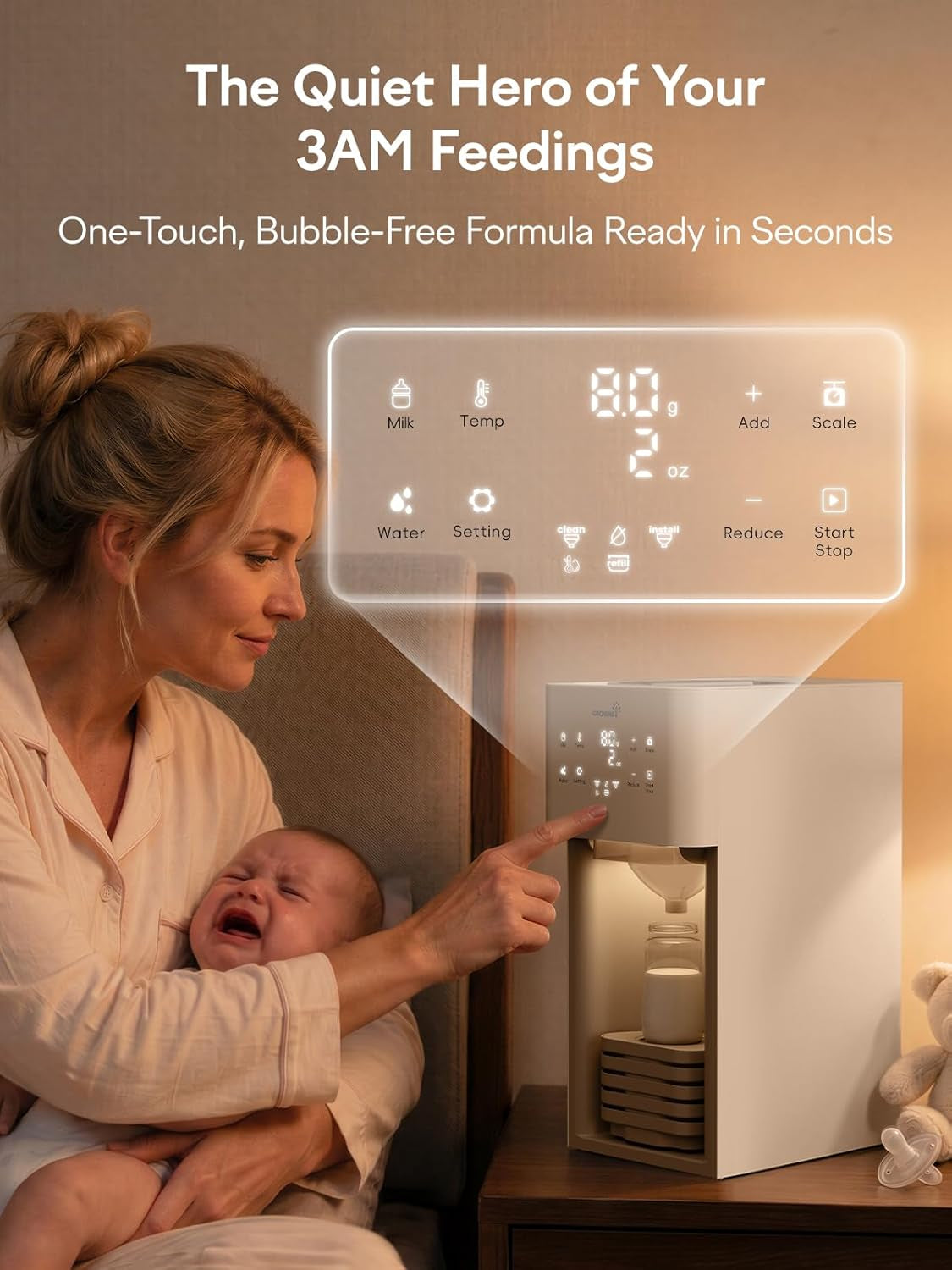 Baby Formula Maker, Ultra-Precise Automatic Formula Dispenser, Formula Mixer with One-Touch Instant Bottle Prep, 304 Stainless Steel Tank, Fits Most Baby Bottles, White